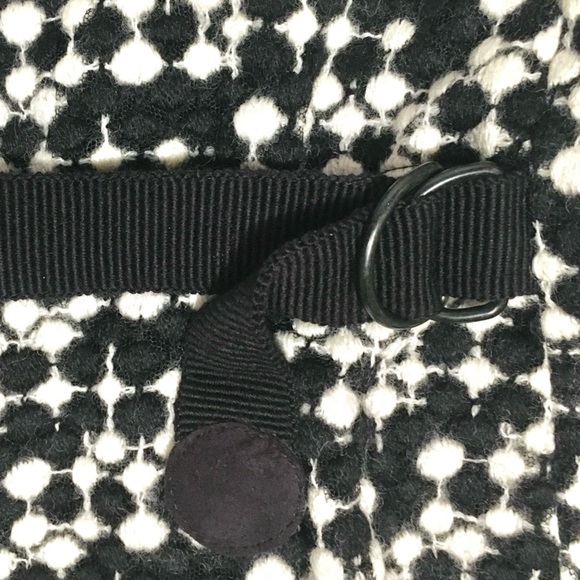 AKRIS PUNTO Blazer Jacket Tweed Dot Embroidered Wool Belted Waist Black White 8 - Picture 10 of 16